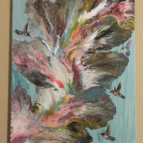 Abstract Floral Wave Canvas Art in Pastel Hues